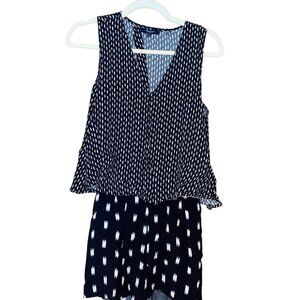 Madewell Black & White Sleeveless Romper Open Back Size S
